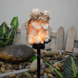 Garden Angel Solar Light  Decorative Resin Cherub Stake - Detailed view