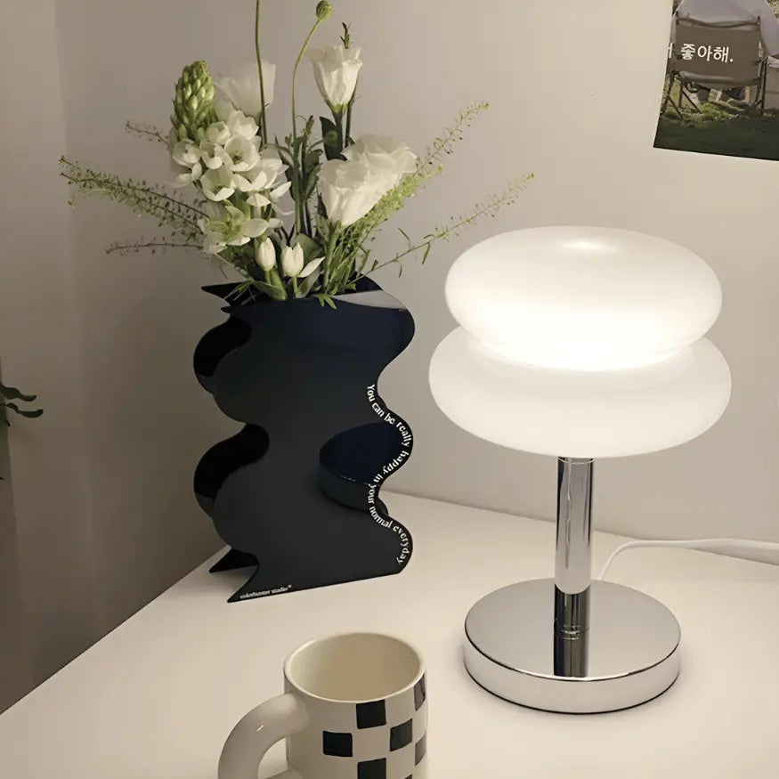 Modern Glass Table Lamp  Mushroom Dome Design - Detailed view