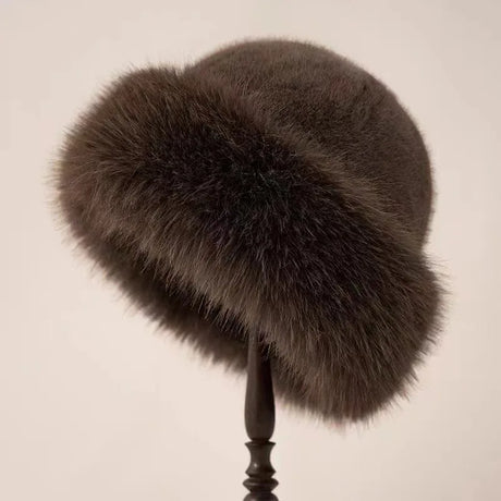 Winter Faux Fur Hat  Plush White Luxury Design - Product detail 5