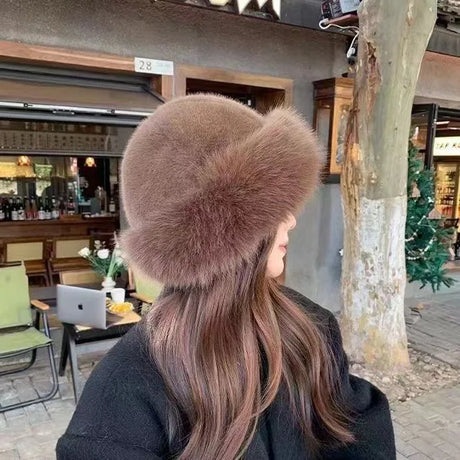 Winter Faux Fur Hat  Plush White Luxury Design - Product detail 6