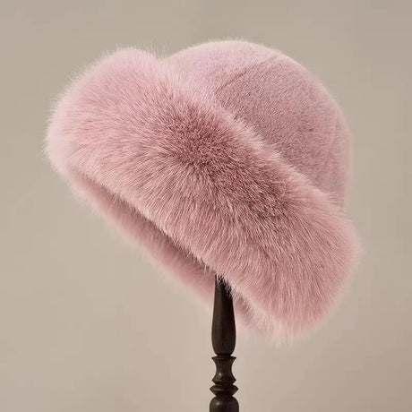 Winter Faux Fur Hat  Plush White Luxury Design - Product detail 4
