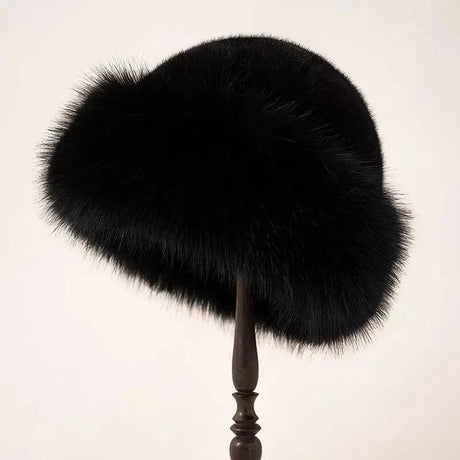 Winter Faux Fur Hat  Plush White Luxury Design - Product example