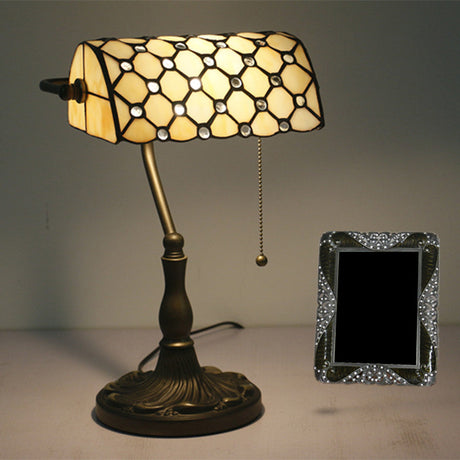 Tiffany Table Lamp  Green Glass Half Cylinder Shade - Product detail 5