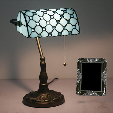 Tiffany Table Lamp  Green Glass Half Cylinder Shade - Product detail 6