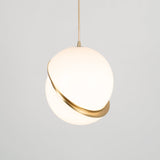 Modern Globe Pendant Light  White Glass with Brass Accent - Product detail 11