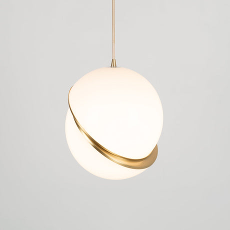 Modern Globe Pendant Light  White Glass with Brass Accent - Product detail 11