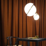 Modern Globe Pendant Light  White Glass with Brass Accent - Product detail 10