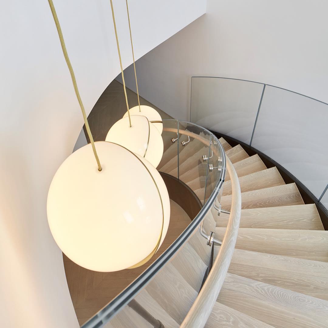 Modern Globe Pendant Light  White Glass with Brass Accent - Product detail 5
