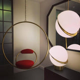 Modern Globe Pendant Light  White Glass with Brass Accent - Product detail 7
