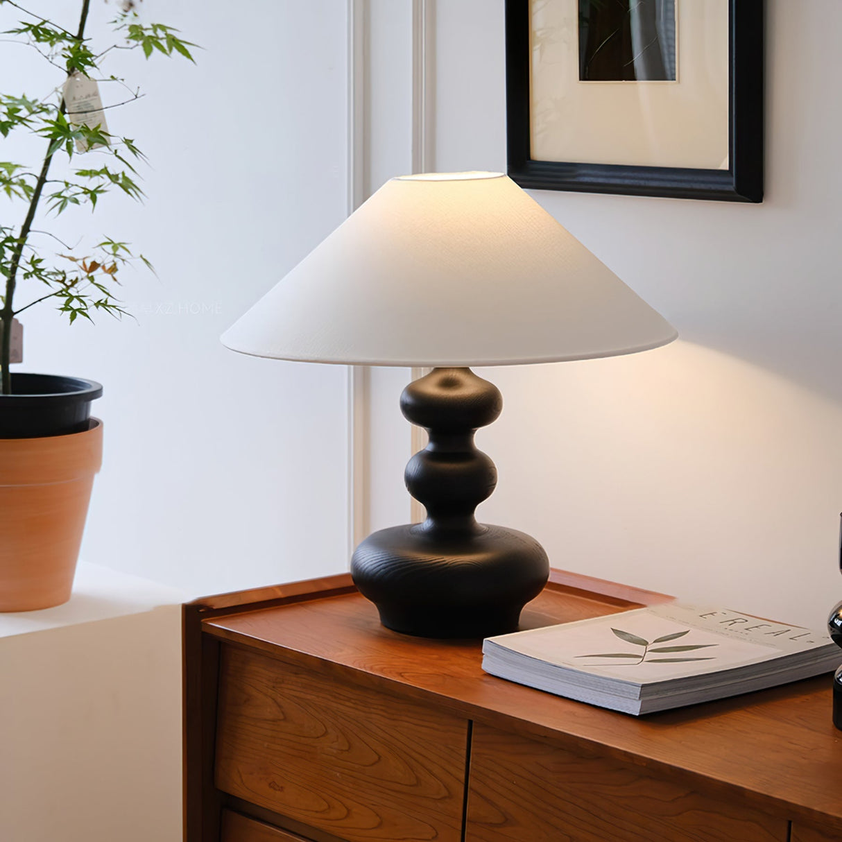Modern Table Lamp  Black Base White Shade Design - Product detail 4