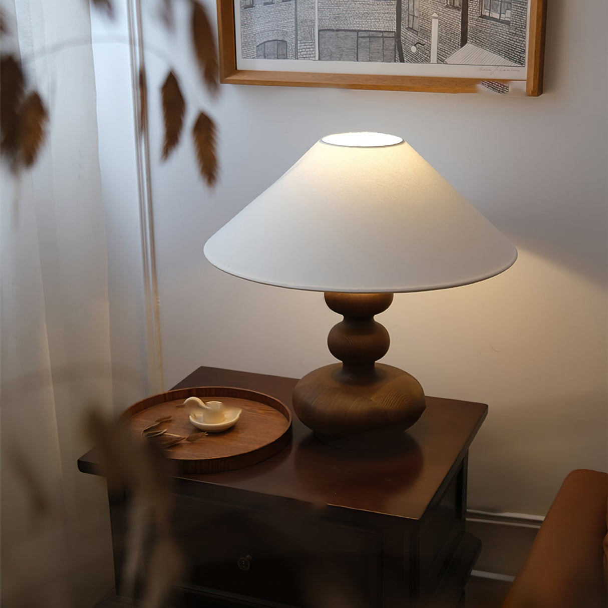 Modern Table Lamp  Black Base White Shade Design - Product detail 6