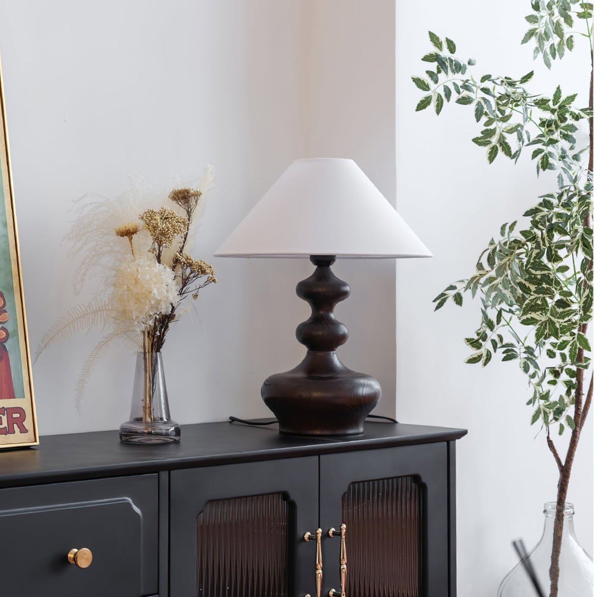 Modern Table Lamp  Black Base White Shade Design - Product detail 8