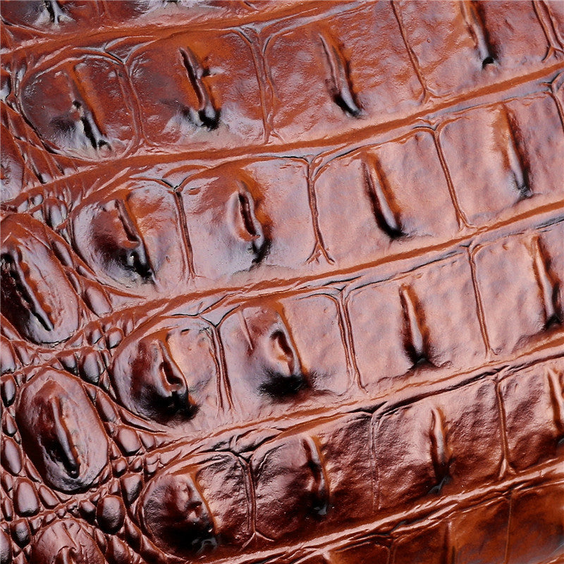 Crocodile Pattern Handbag  Brown PU Leather with Gold Hardware - Product detail 4