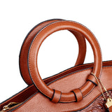 Crocodile Pattern Handbag  Brown PU Leather with Gold Hardware - Product detail 5