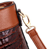 Crocodile Pattern Handbag  Brown PU Leather with Gold Hardware - Product detail 8