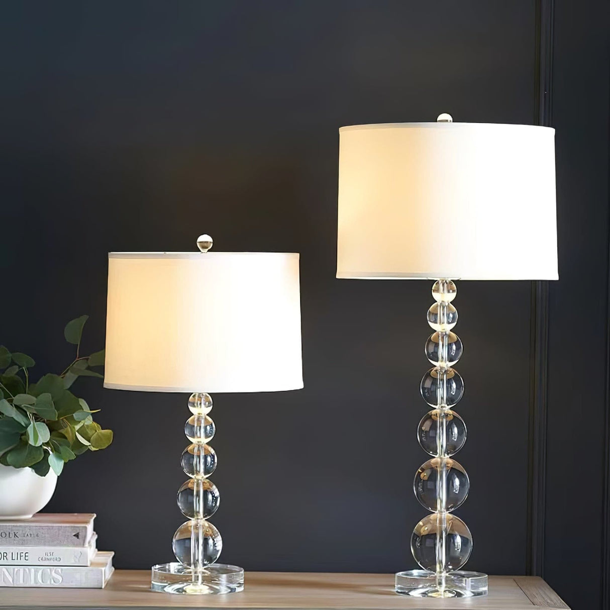 Crystal Table Lamp  Stacked Globe Base Design - Detailed view