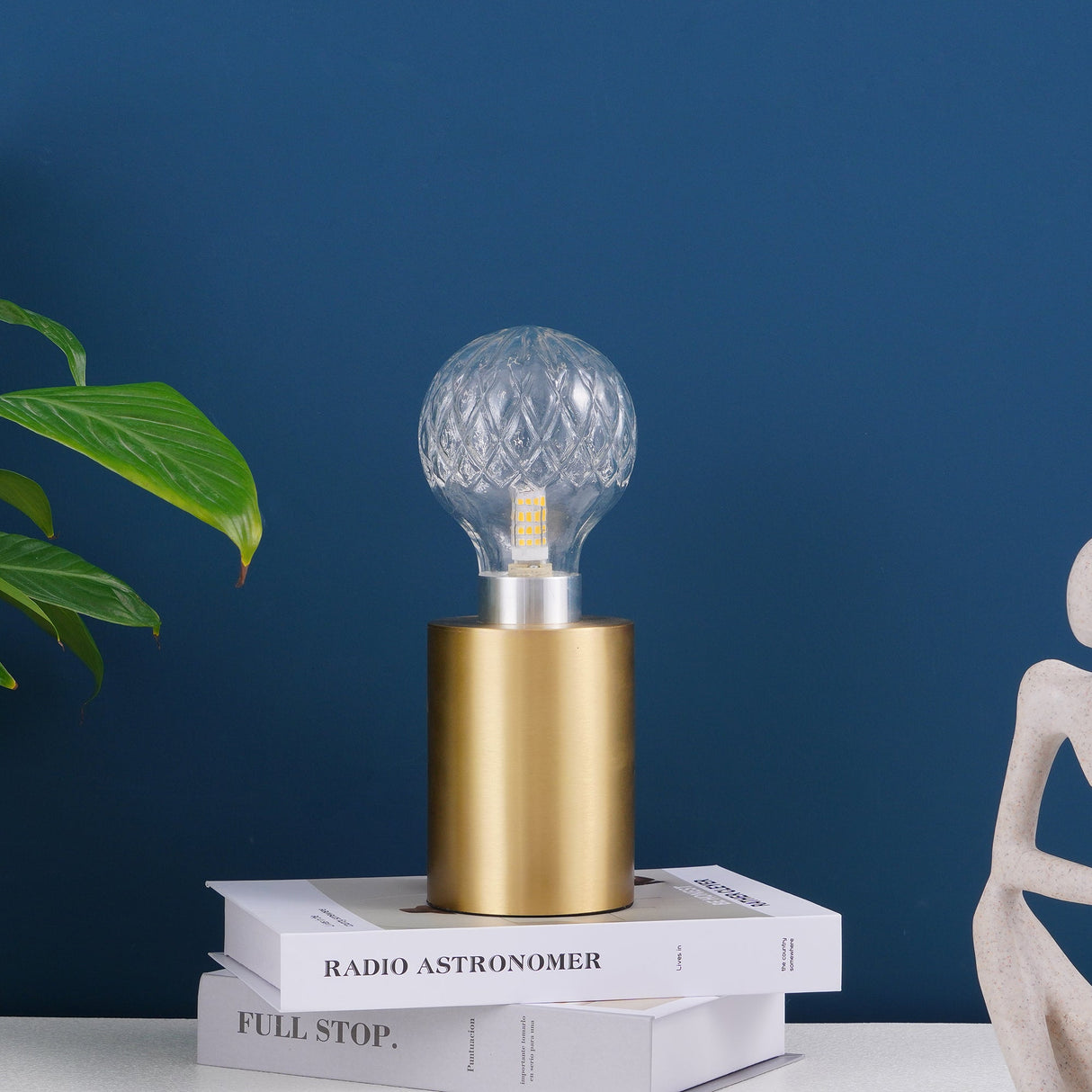 Crystal Table Lamp  Brass Base with Cut Glass Shade - Detailed view