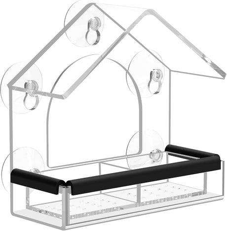 Acrylic Window Bird Feeder  Transparent House Design with Suction Cups - Product detail 4