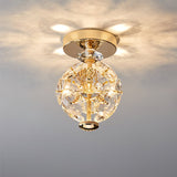 Crystal Sphere Ceiling Light  Gold Frame Glass Globe Design - Detailed view