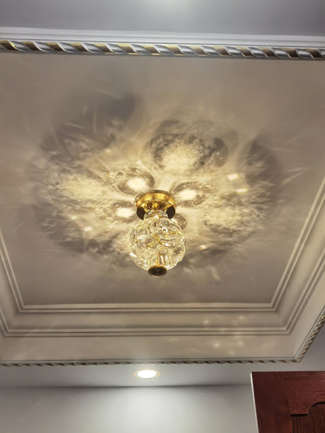 Crystal Sphere Ceiling Light  Gold Frame Glass Globe Design - Product detail 8