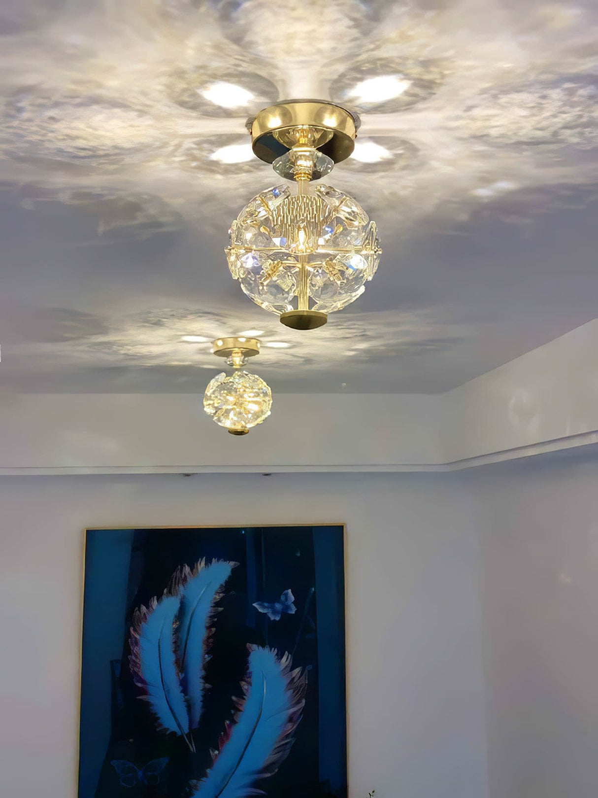 Crystal Sphere Ceiling Light  Gold Frame Glass Globe Design - Product detail 5