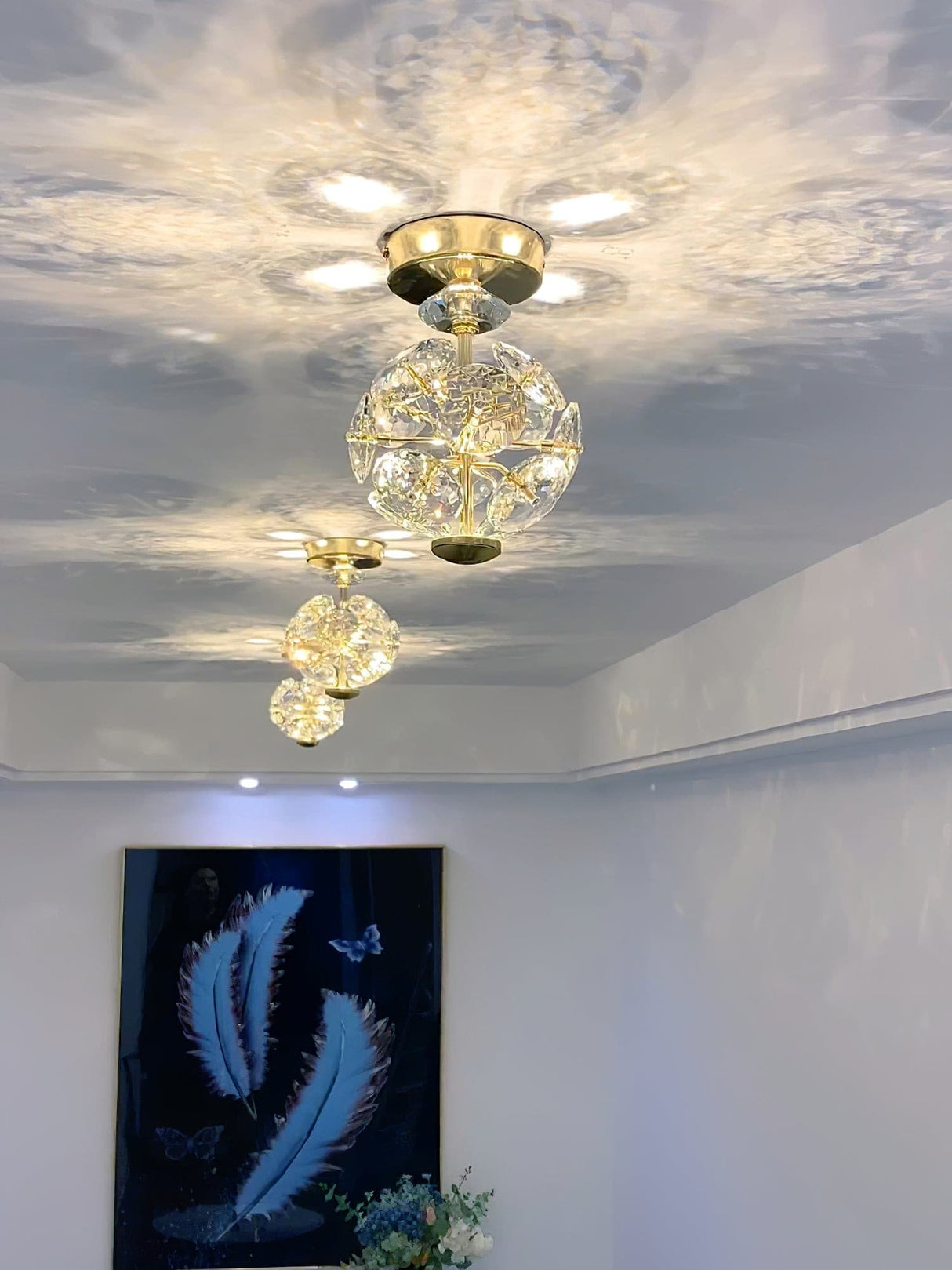 Crystal Sphere Ceiling Light  Gold Frame Glass Globe Design - Product detail 12