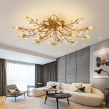 Crystal Floral Ceiling Light  Branching Design With Glass Petals - Product example