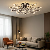 Crystal Floral Ceiling Light  Branching Design With Glass Petals - Product detail 4