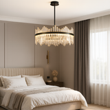Modern Crystal Chandelier  Black Frame With Glass Prisms - Product showcase