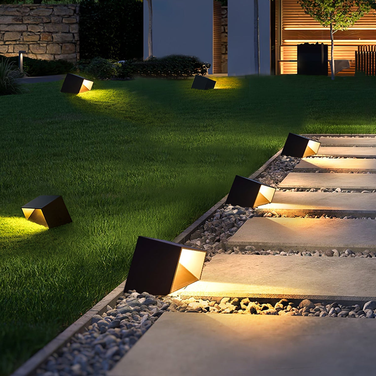 Modern Solar Garden Light  Cube LED Outdoor Sconce - Product example