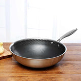 Stainless Steel Frying Pan  Non-Stick Coating with Honeycomb Texture - Product showcase