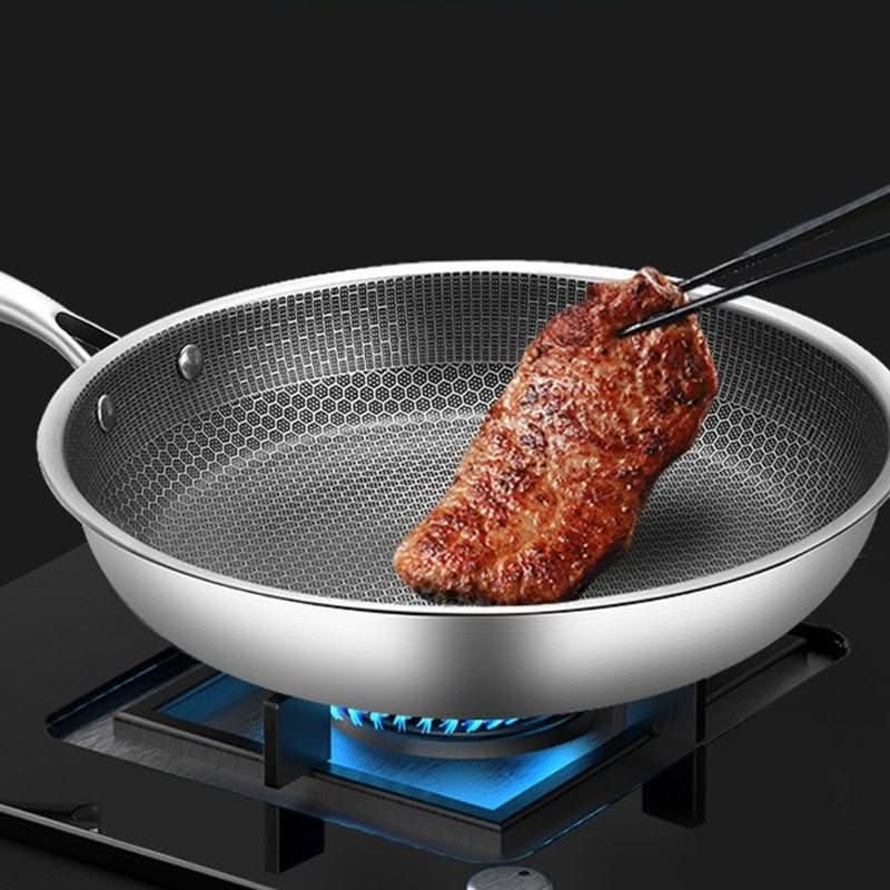 Stainless Steel Frying Pan  Non-Stick Coating with Honeycomb Texture - Detailed view