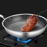 Stainless Steel Frying Pan  Non-Stick Coating with Honeycomb Texture - Detailed view