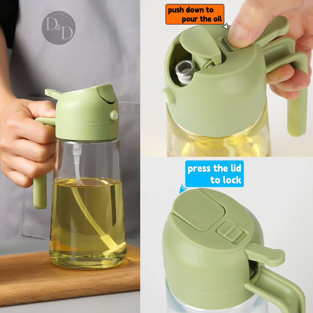 Glass Oil Spray Bottle  500ml 2-in-1 Cooking Dispenser - Product detail 9