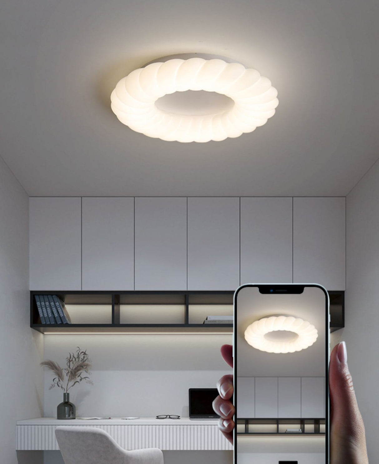 Modern Ceiling Light  White Sculptural Donut Design - Product detail 12