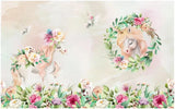 Unicorn Mural Wallpaper | Floral Garden with Pink Roses