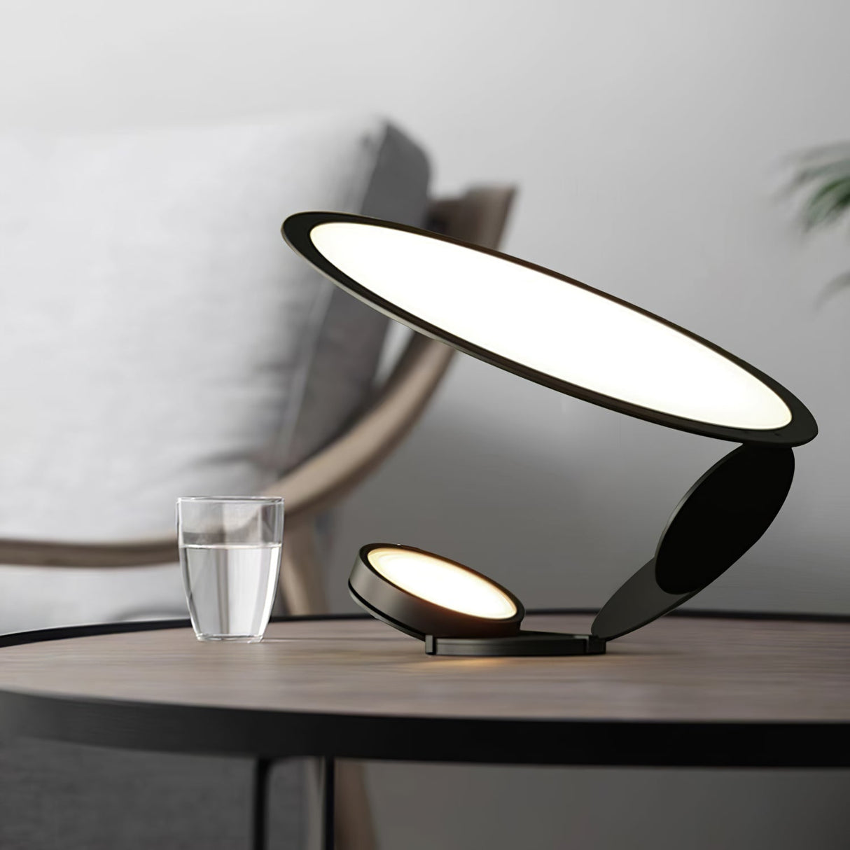 Modern Table Lamp  Curved Metal Design With Dual Light Rings - Product detail 4
