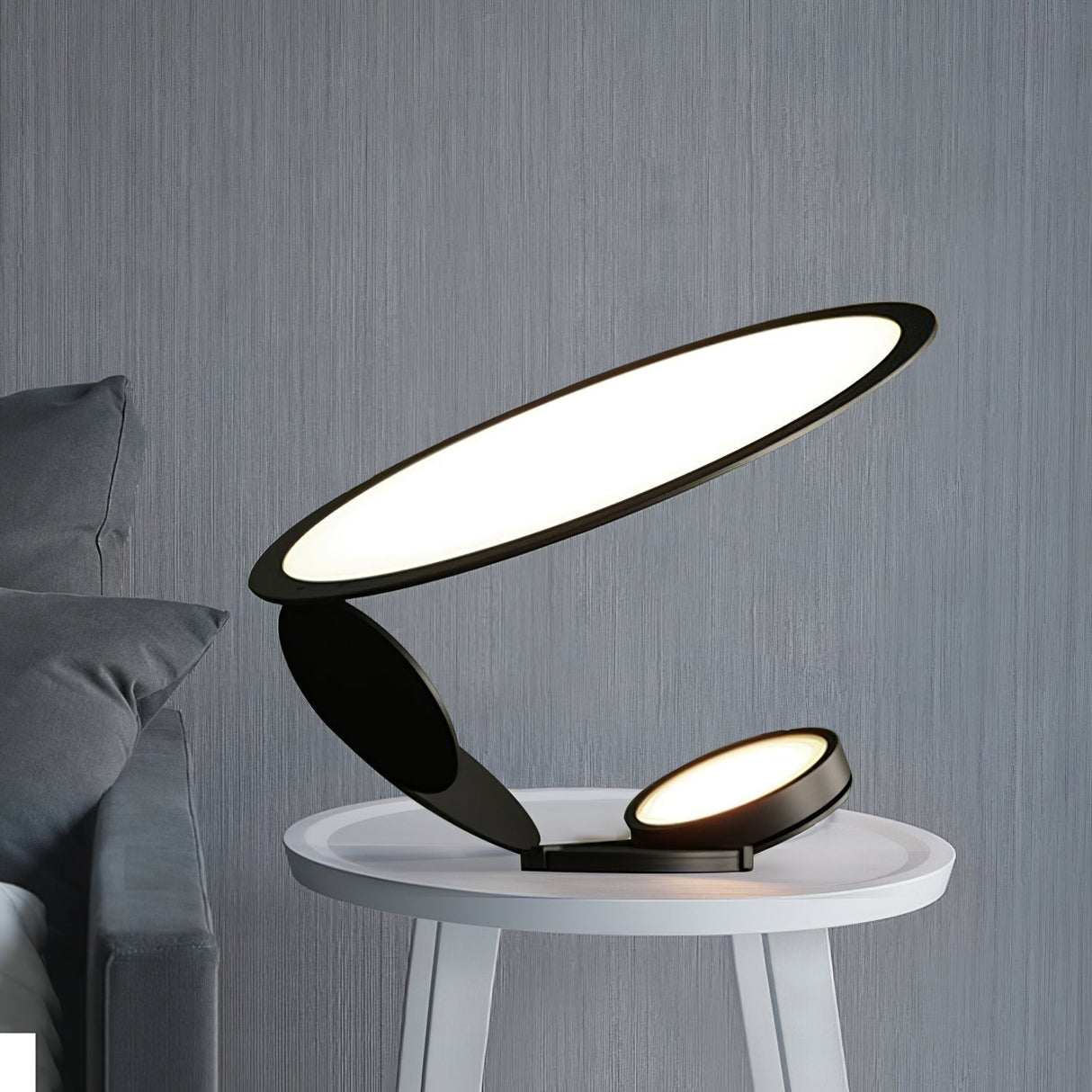 Modern Table Lamp  Curved Metal Design With Dual Light Rings - Product detail 5
