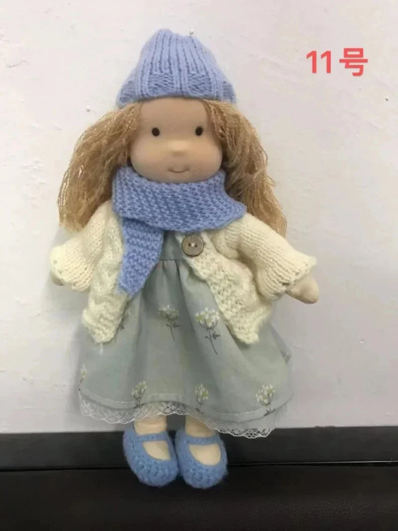 Waldorf Cotton Doll  Autumn Floral Dress With Knit Cardigan - Detailed view