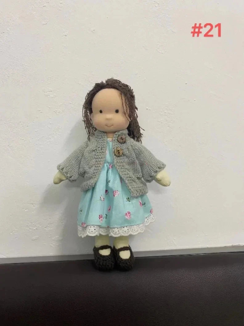 Waldorf Cotton Doll  Autumn Floral Dress With Knit Cardigan - Product example