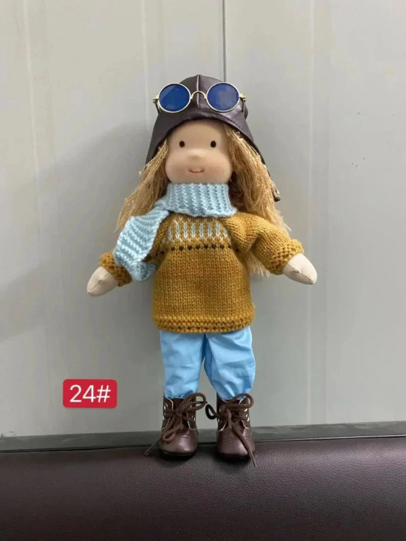 Waldorf Cotton Doll  Autumn Floral Dress With Knit Cardigan - Product detail 4