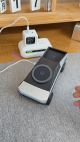 Multi-Device Wireless Charging Station  Motorized Rotation With Ambient Light - Detailed view