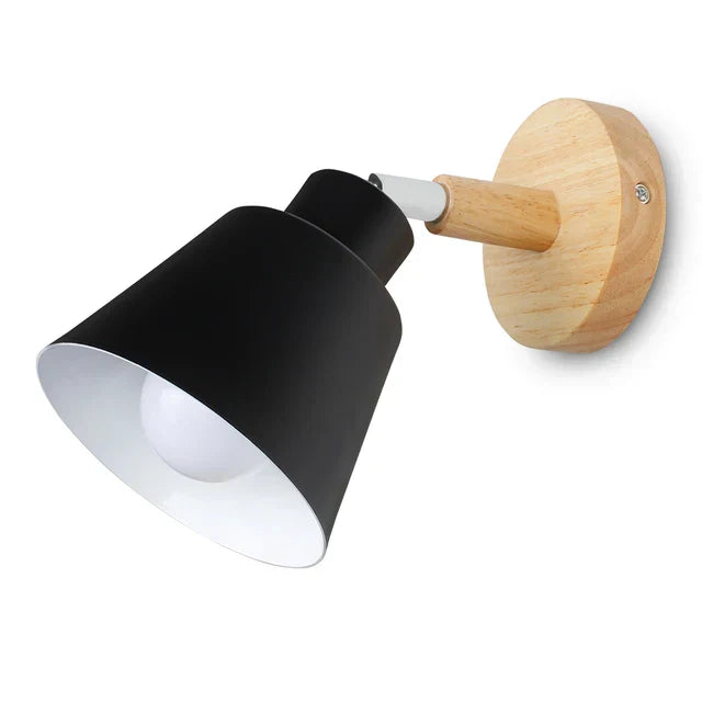 Scandinavian Wall Light  White Metal Wood Accent - Product detail 6