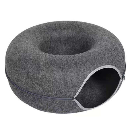 Round Pet Bed  Plush Donut Design With Anti-Slip Base - Product showcase