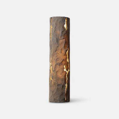 Modern Outdoor Wall Light  Textured Stone Resin with Gold Accents - Product showcase