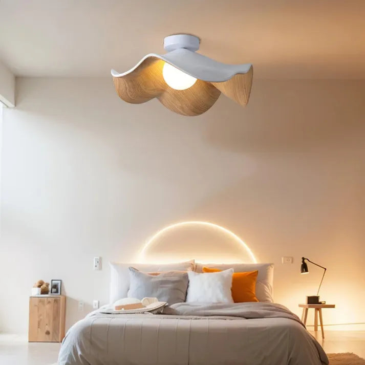 Modern Lotus Ceiling Light  Wooden Wave Design - Product example