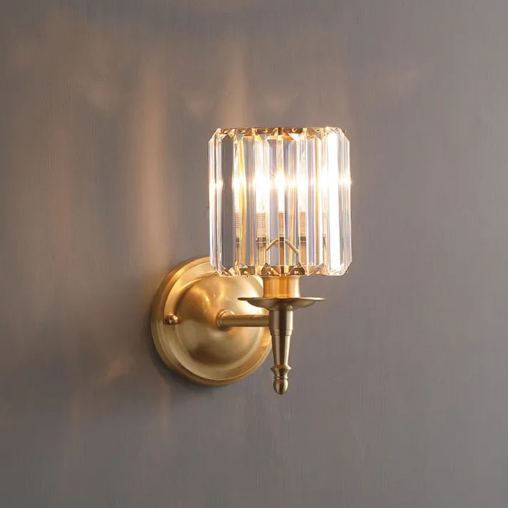 Crystal Wall Sconce  Brass Frame With Prismatic Glass - Product example
