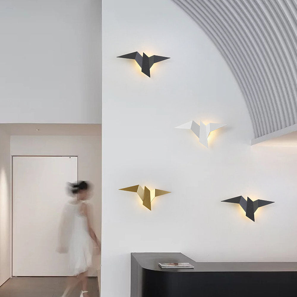 Modern Bird Wall Light  Geometric Metal Sconce - Detailed view