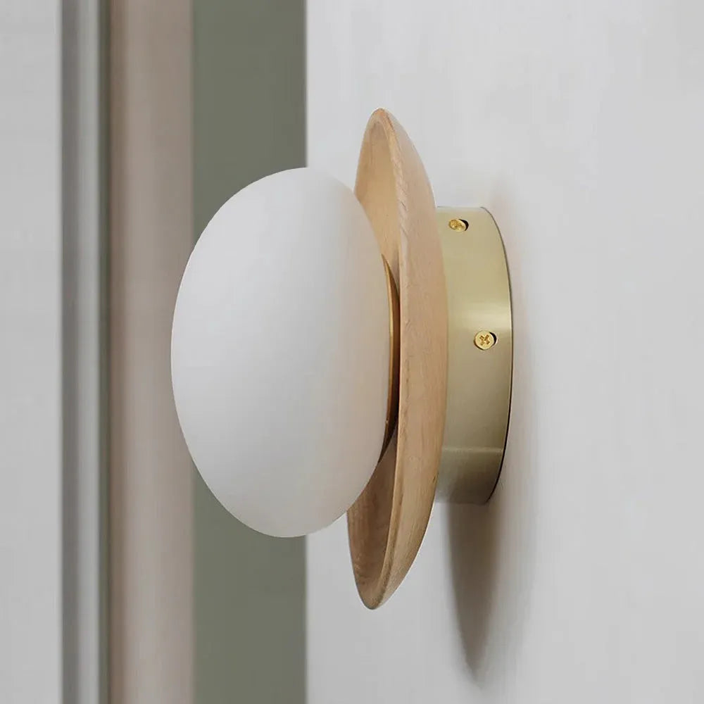 Modern Wall Light  Walnut Wood Base with Glass Globe - Product detail 19