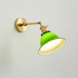 Vintage Glass Wall Lamp  Green Bell Shade with Brass Arm - Product detail 9